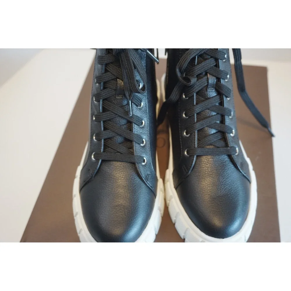 Linea Paolo Gio-L Black Tumbled Leather High Top Platform Sneakers Womens 6.5 M